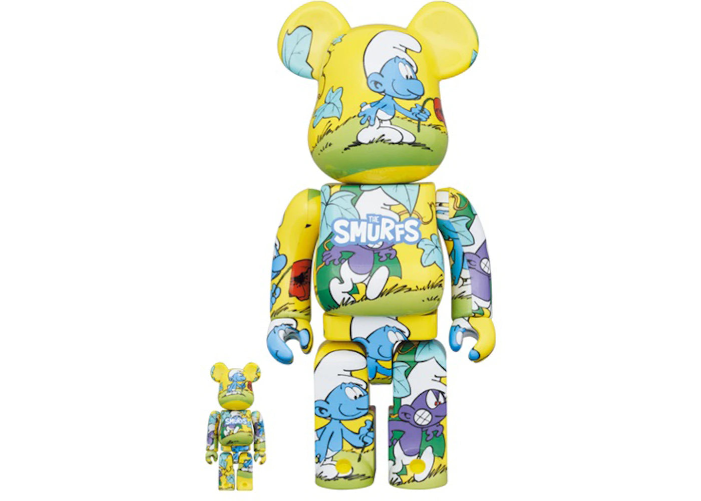 Bearbrick x The Smurfs (The Purple Smurfs) 100% & 400% Set Yellow