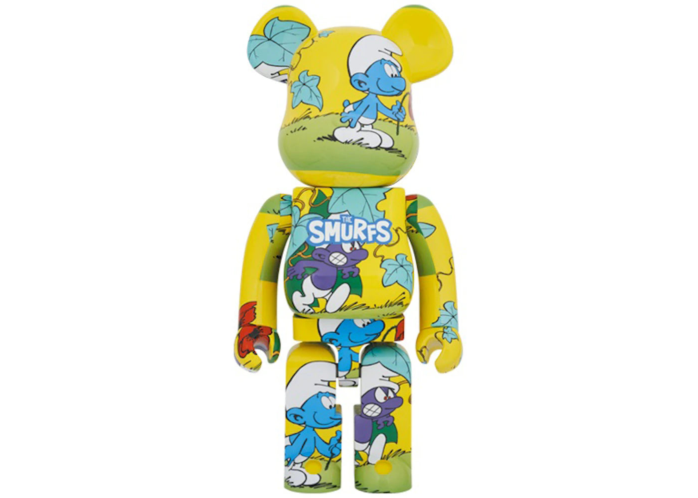 Bearbrick x The Smurfs (The Purple Smurfs) 1000% Yellow