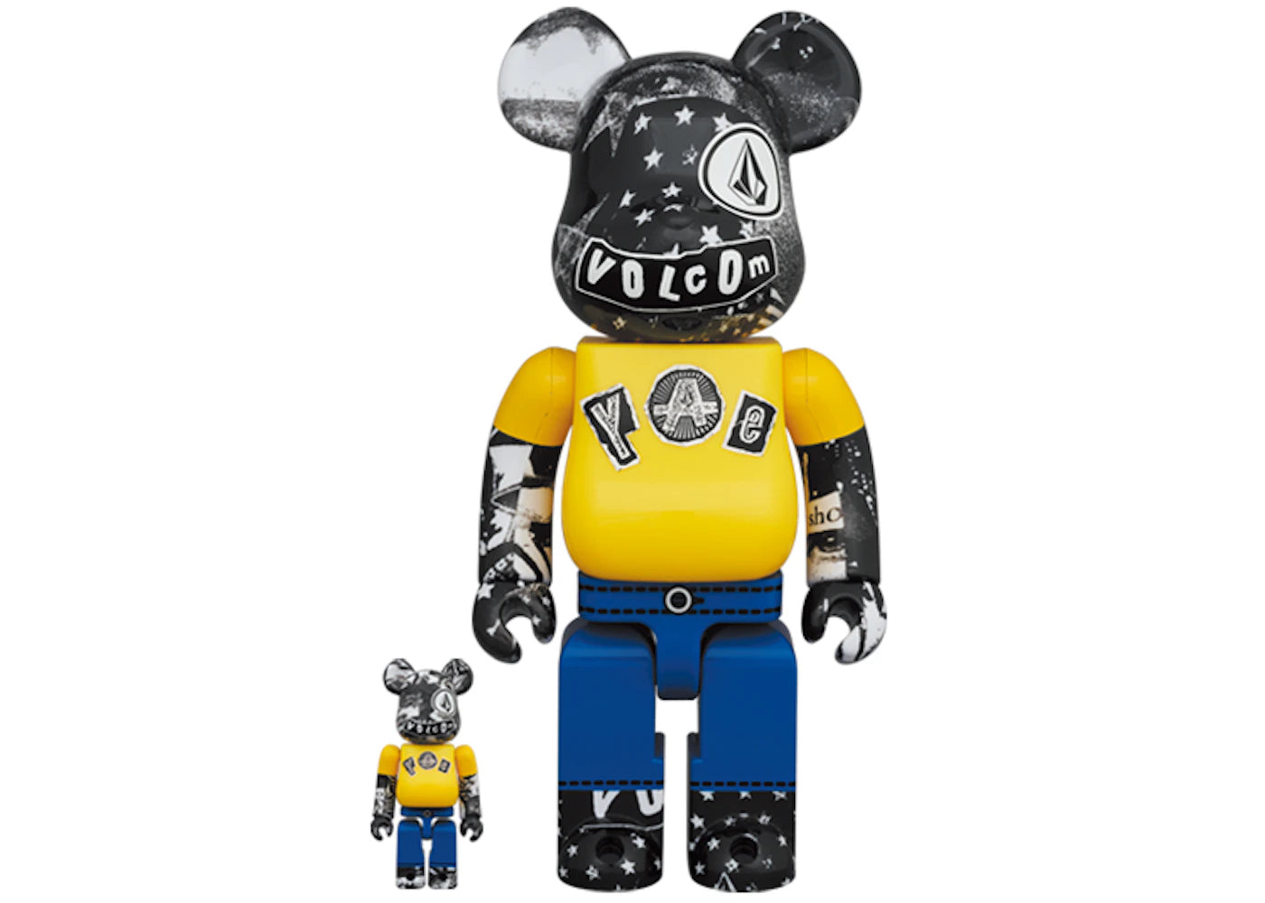 Bearbrick x Volcom 30th Anniversary 100% & 400% Set Yellow/Blue