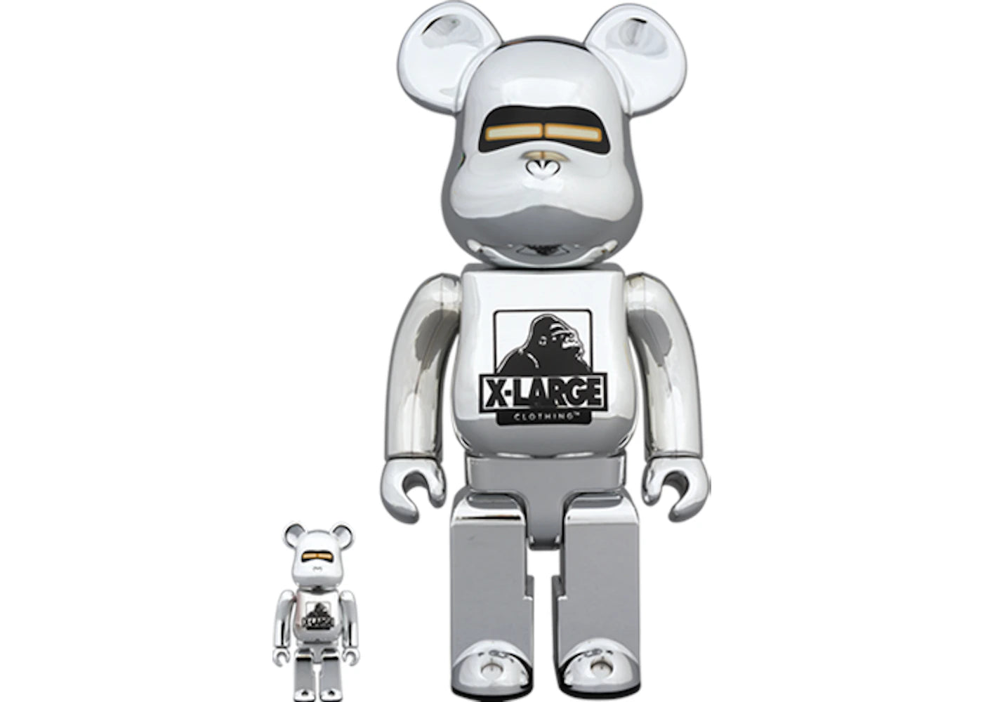 Bearbrick x Xlarge x Hajime Sorayama 100% & 400% Set Chrome