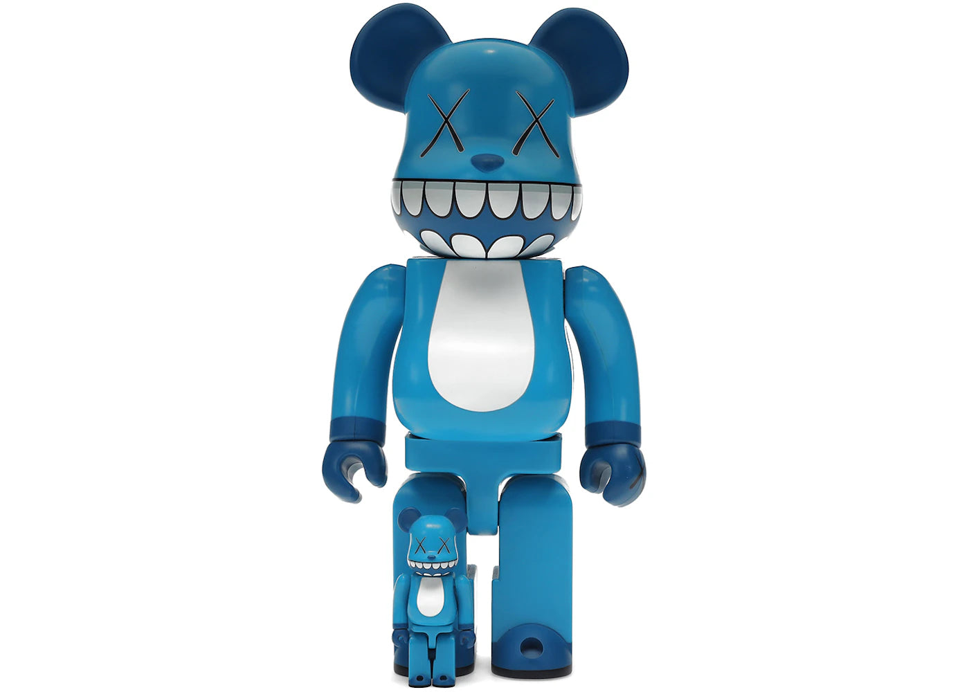 Bearbrick x a-nation KAWS Chompers 100% & 400% Set Blue
