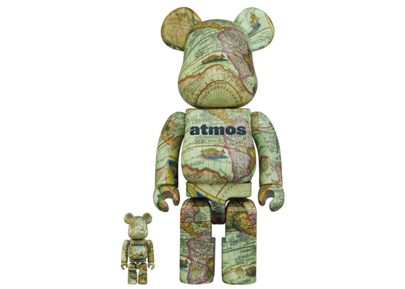 Bearbrick x atmos Aged Map 100% & 400% Set