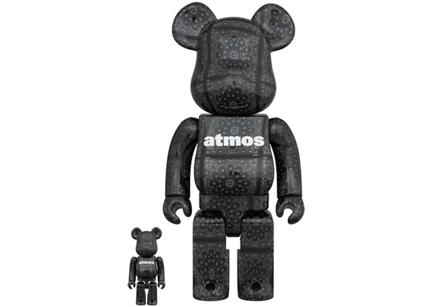 Bearbrick x atmos Black Bandana 100% & 400% Set