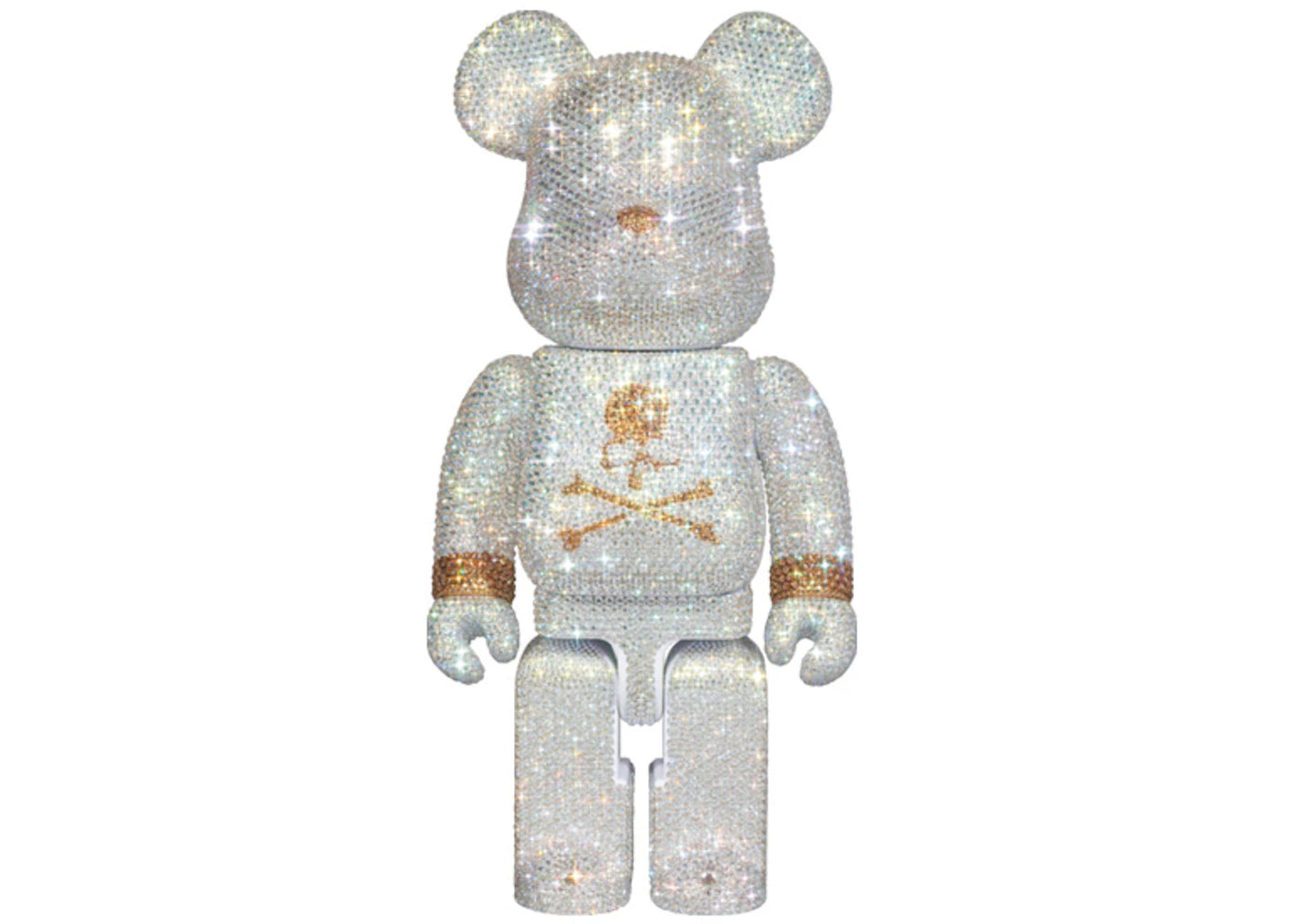 Bearbrick x mastermind JAPAN Crystal Decorate 400% White & Gold Ver.