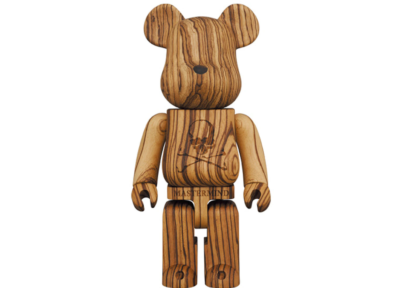 Bearbrick x mastermind JAPAN Karimoku Zebra Wood 400%