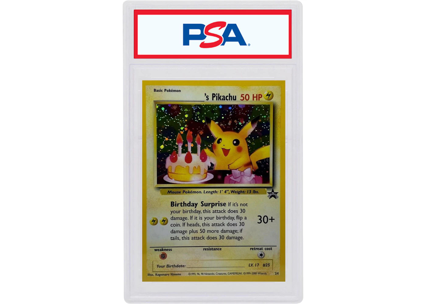 Birthday Pikachu 2001 Pokemon TCG Promo Holo Black Star #24 (PSA or BGS Graded)