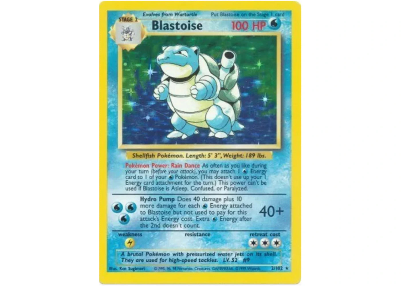 Blastoise 1999 Pokémon TCG Base Set Holo #2 (Ungraded)