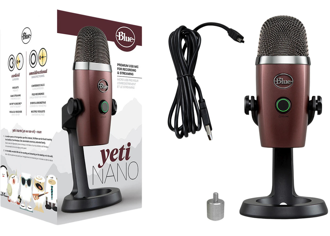 Blue Yeti Nano Premium Wired Multi-Pattern USB Condenser Microphone 988-000087 Red Onyx