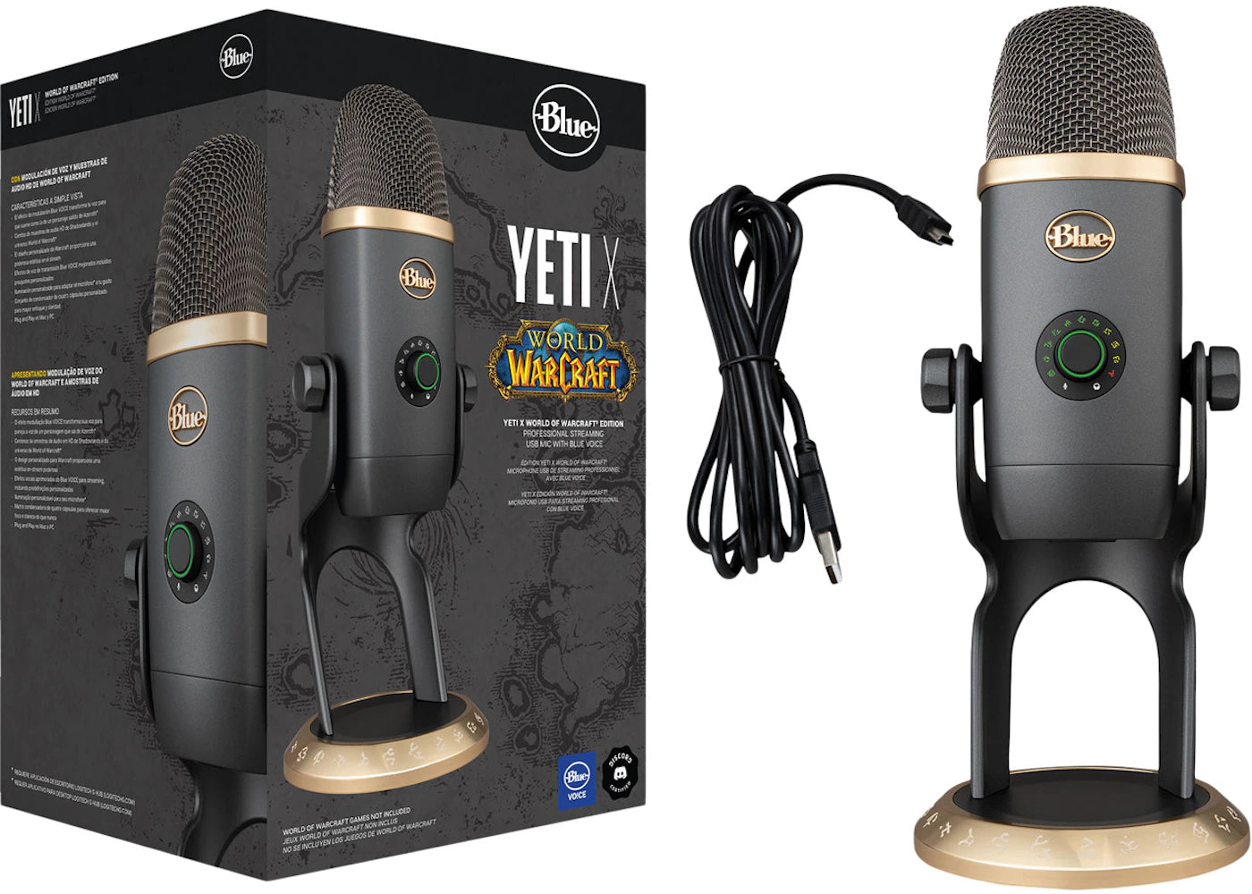 Blue Yeti X World of Warcraft Edition USB Wired Multi-Pattern Condenser Microphone 988-000462 Black/Gold