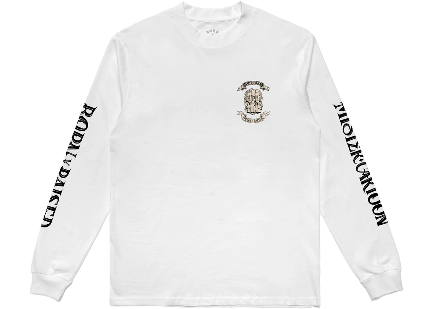 Born X Raised x Mister Cartoon Block Banner L/S Tee White
