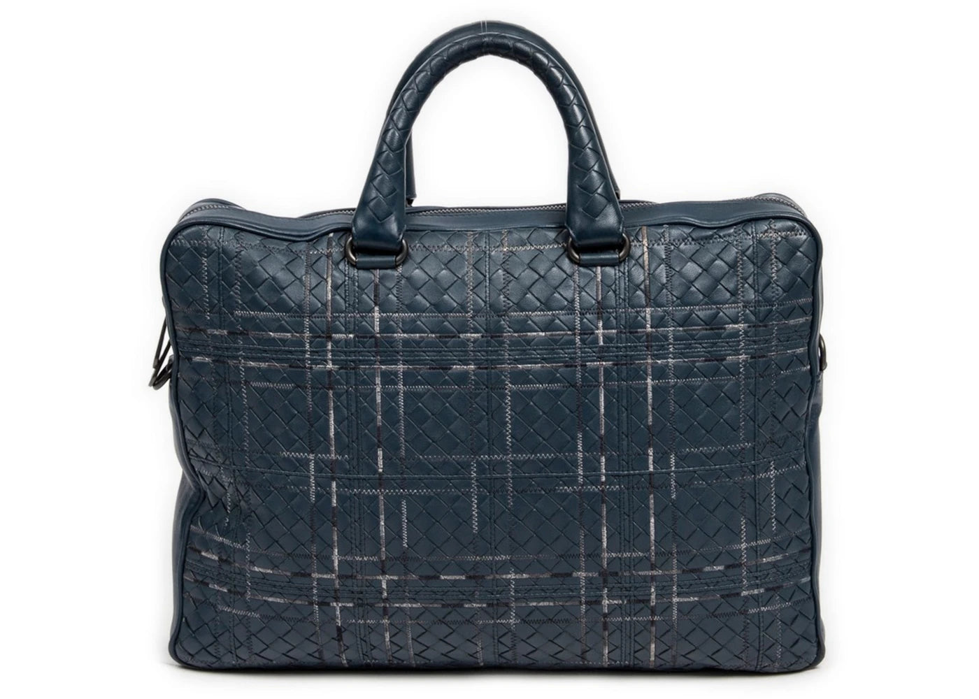 Bottega Veneta Atlas Intrecciato Leather Briefcase Blue