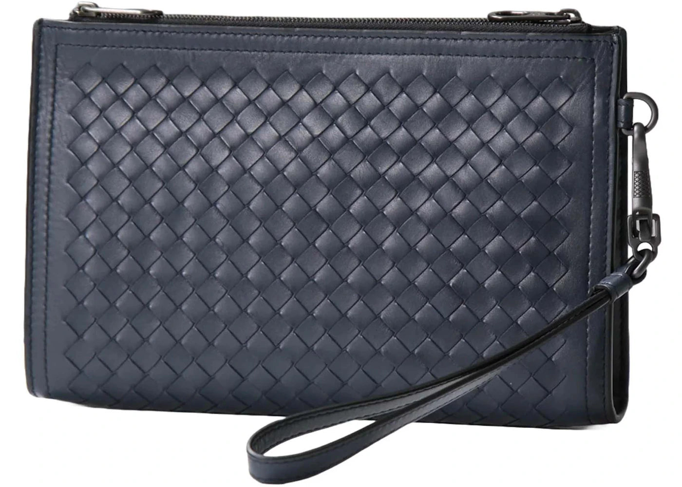 Bottega Veneta Bi-color Plain Leather Folding Wallet Black