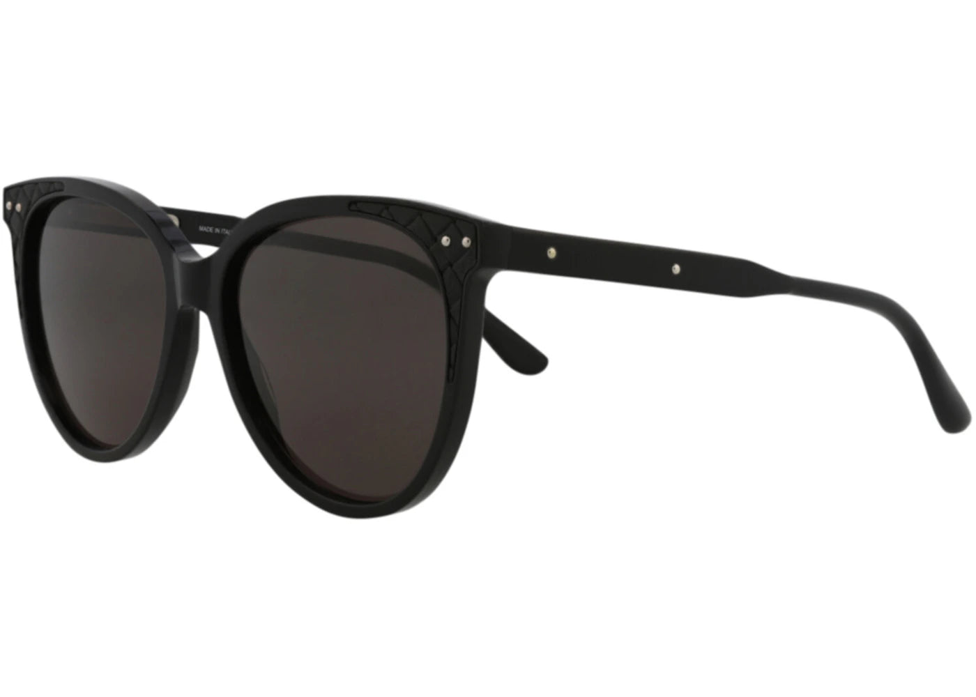Bottega Veneta Cat Eye Sunglasses Shiny Black Black Leather (BV0119S-30001112-001)