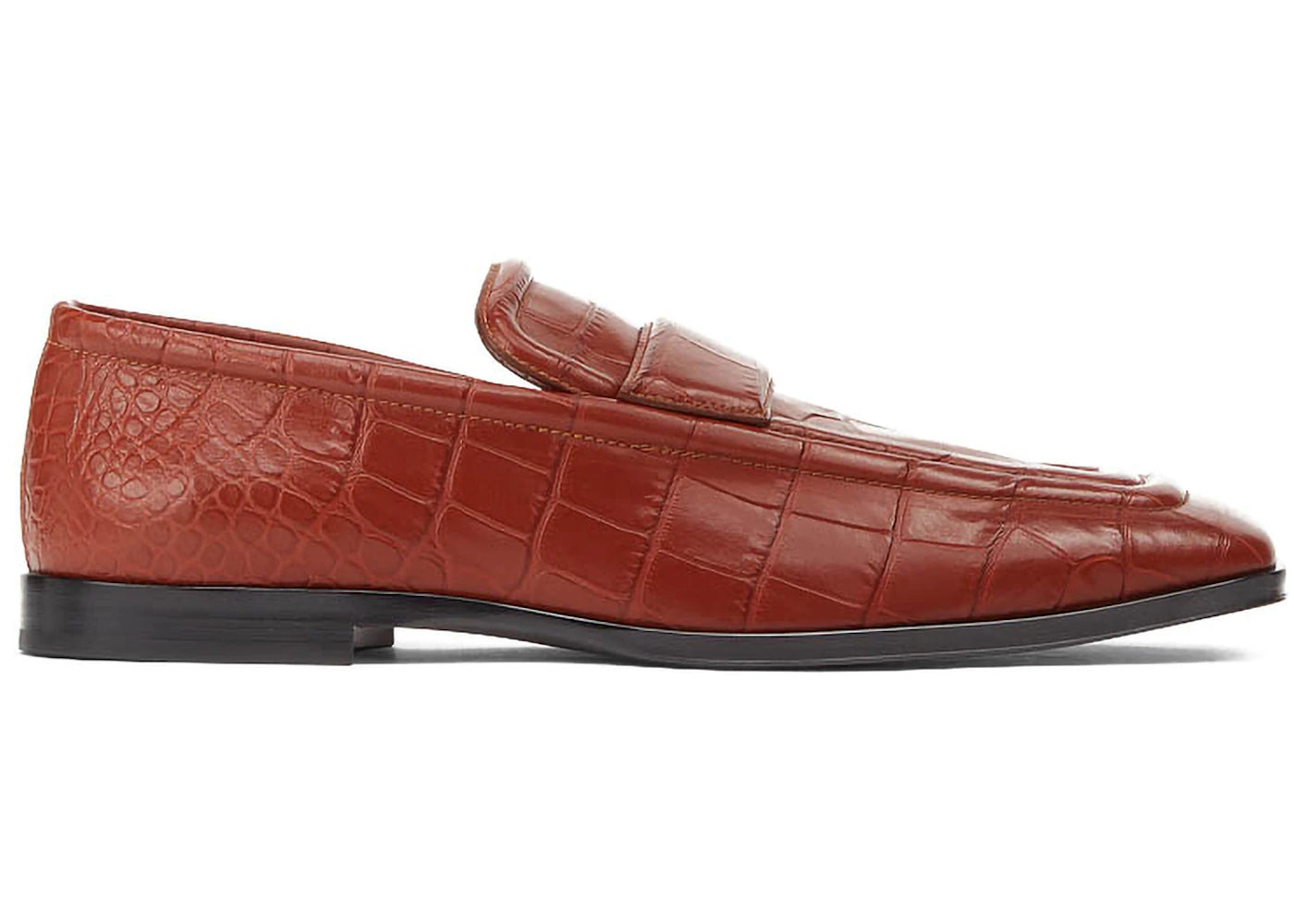 Bottega Veneta Croc-Effect Leather Loafer Brown