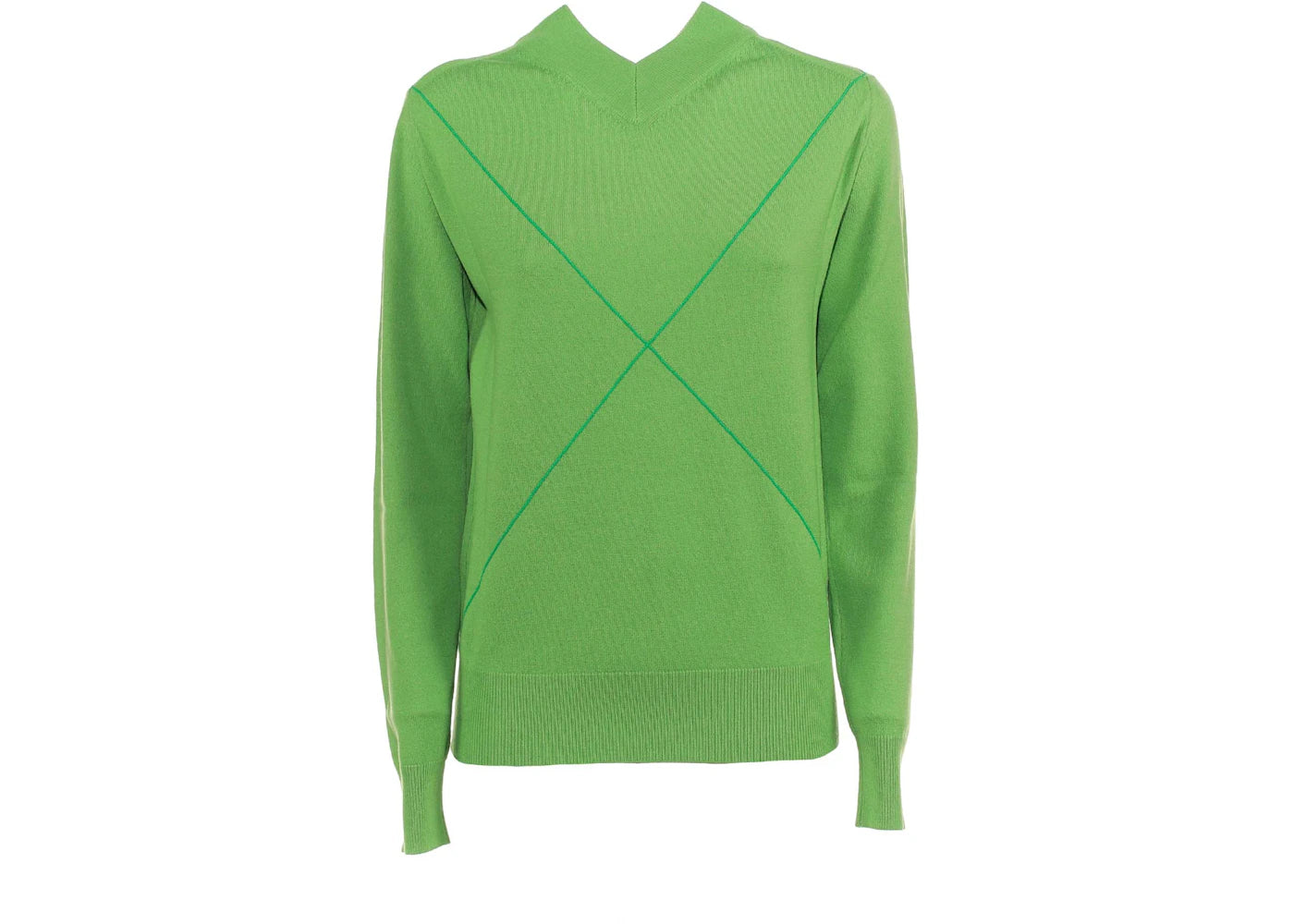 Bottega Veneta Cross Printed V-Neck Sweater Green