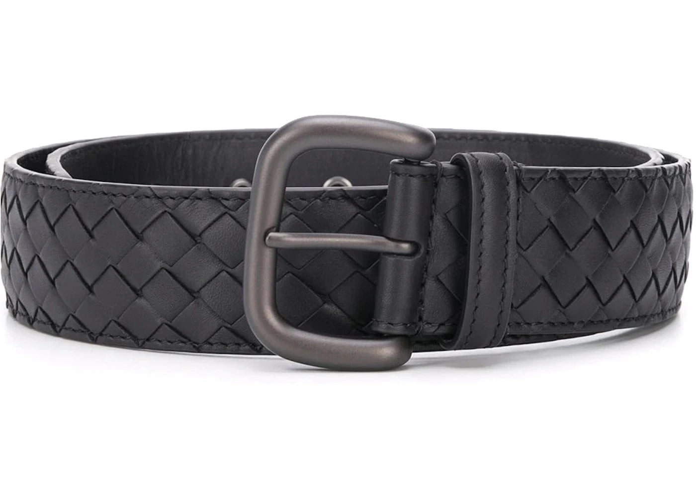 Bottega Veneta Hand Woven Soft Nappa Leather Belt Black