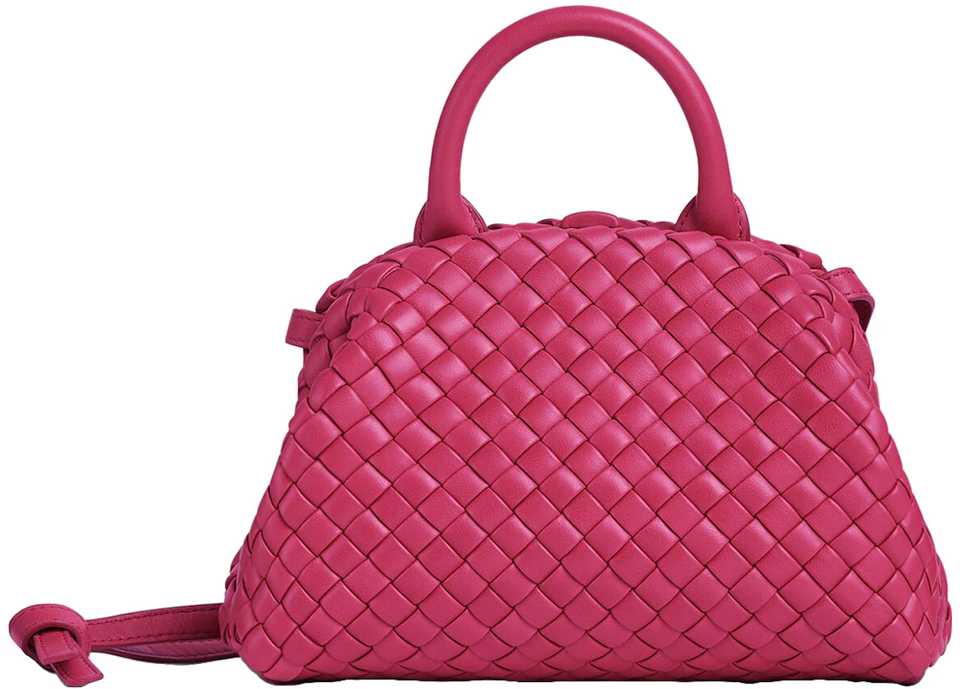 Bottega Veneta Handle Padded Intreccio Top Handle Mini Cranberry