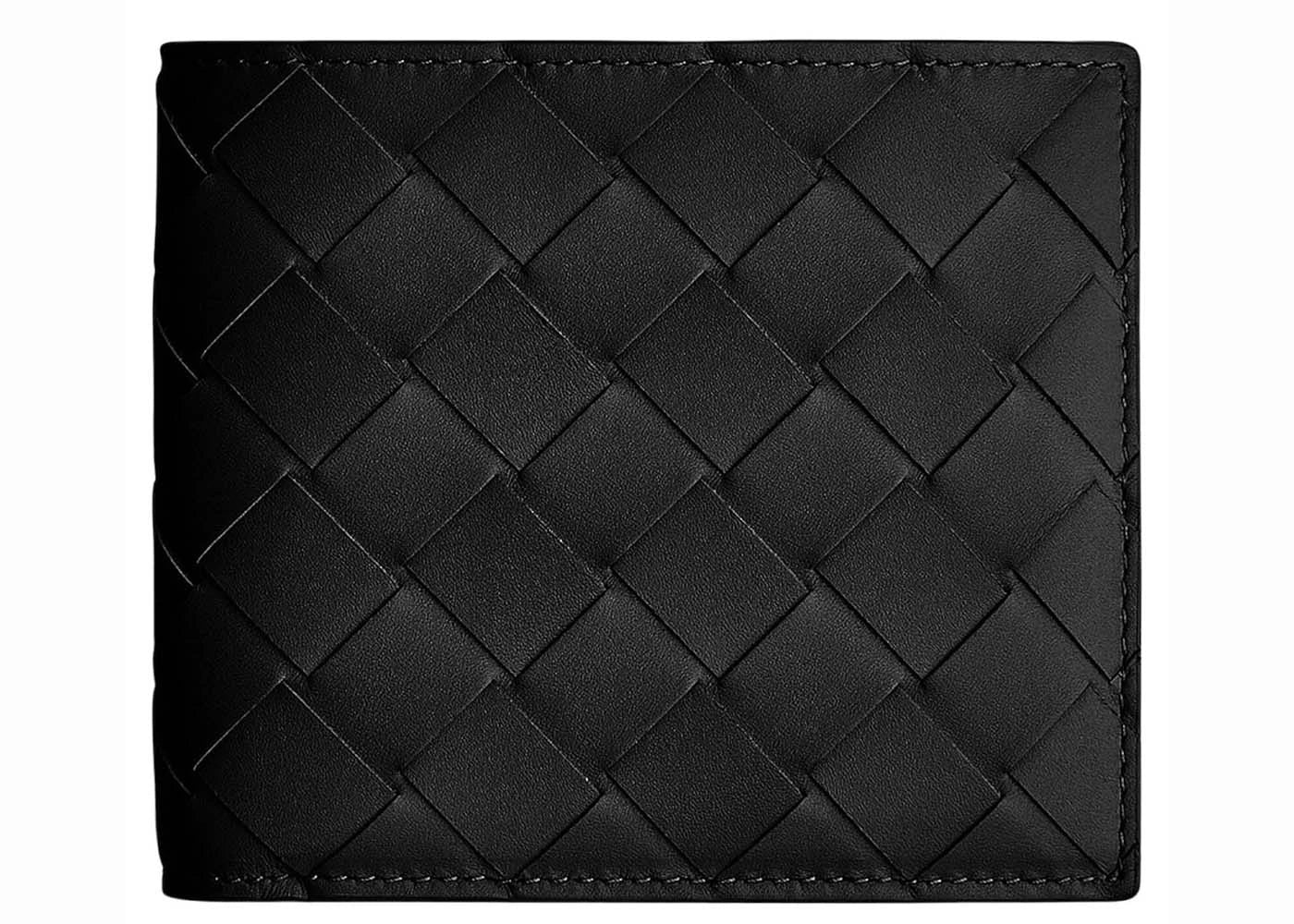 Bottega Veneta Intrecciato Bi-Fold Coin Purse Wallet Black/Blue