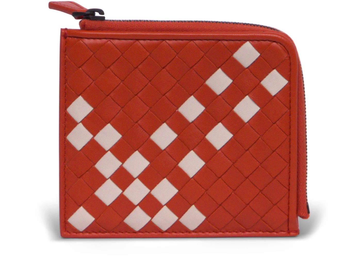 Bottega Veneta Intrecciato Leather Zip-Around Slim Wallet Orange