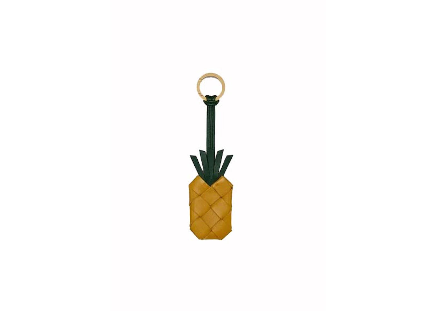 Bottega Veneta Intrecciato Pineapple Leather Keychain Yellow/Green