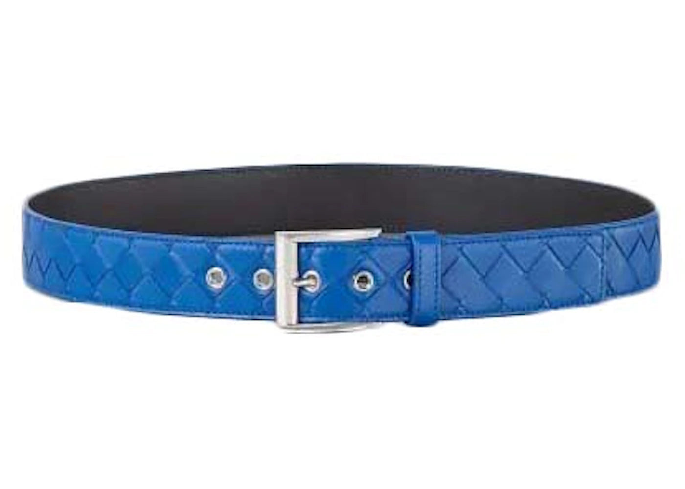 Bottega Veneta Intrecciato Weave Belt Blue Silver