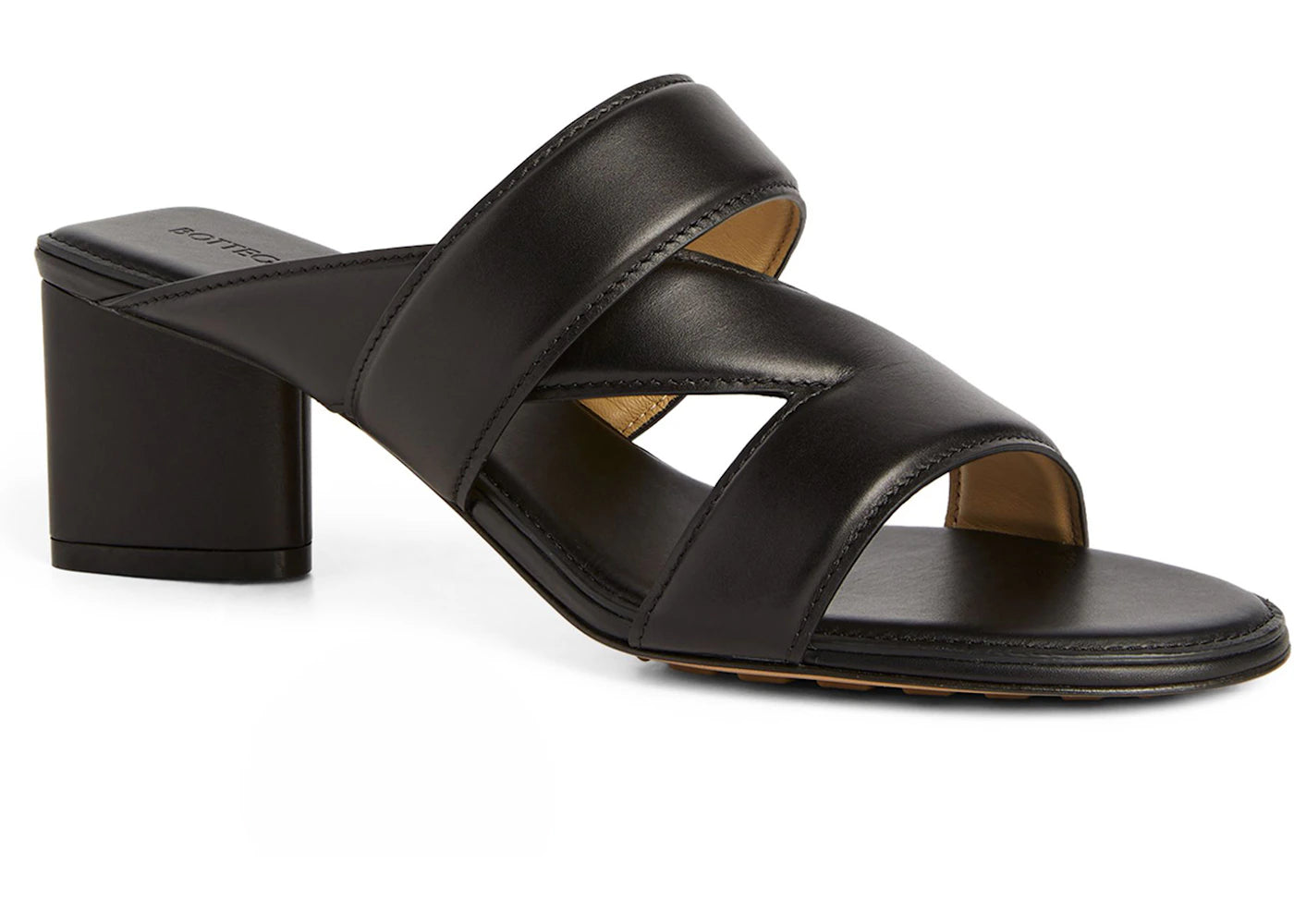Bottega Veneta Leather Crossover-Strap Sandal Black (Women's)