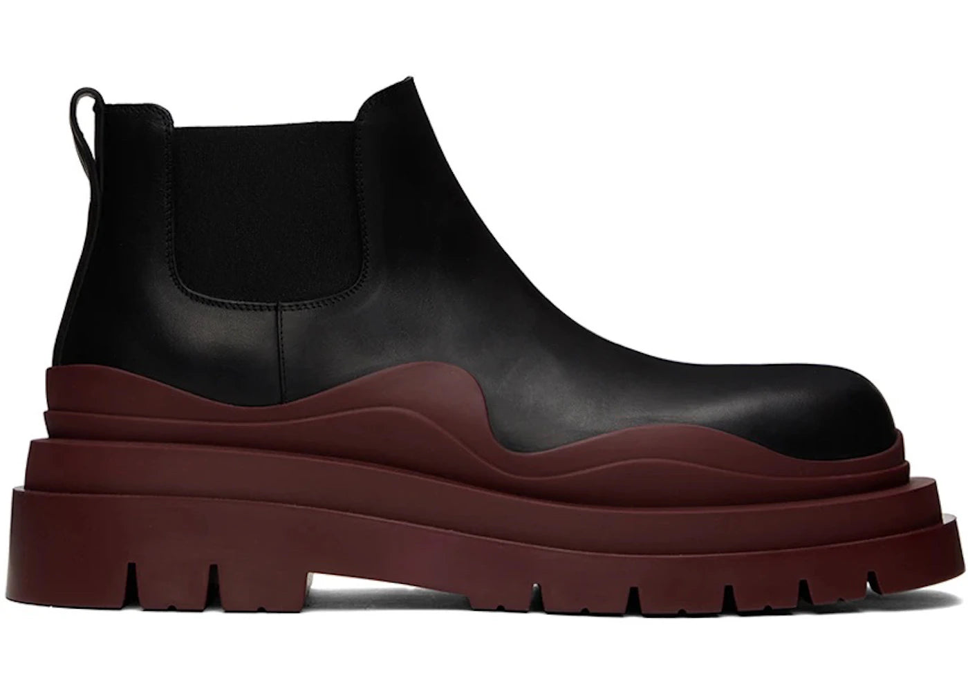 Bottega Veneta Leather Tire Chunky Sole Ankle Chelsea Boot Black Brown