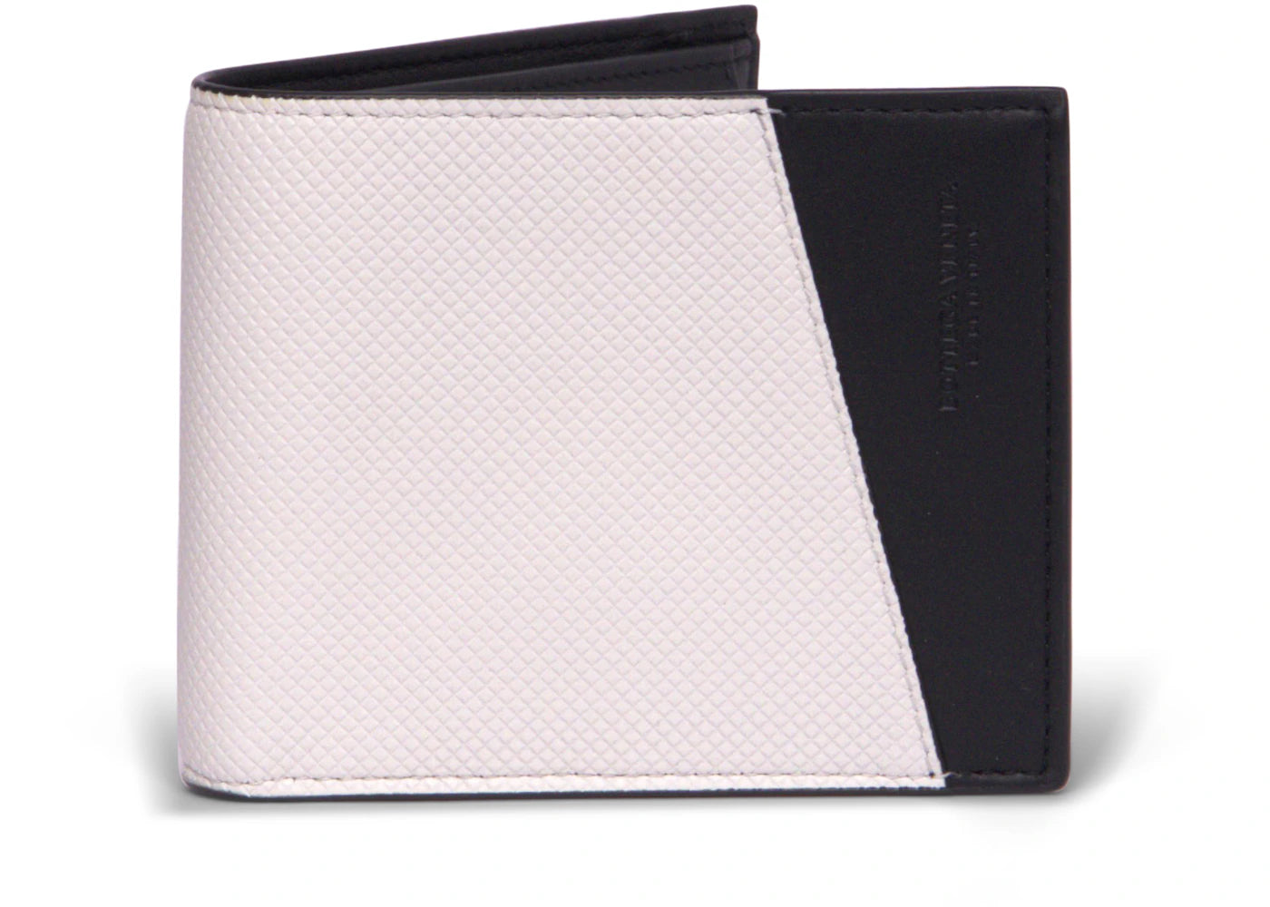 Bottega Veneta Logo Embossed Two Tone Bi-fold Wallet White/Black