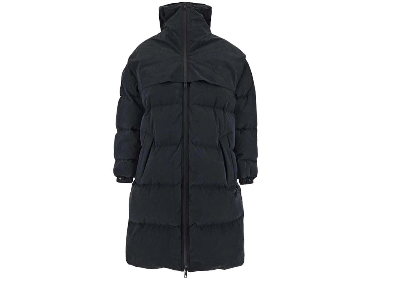 Bottega Veneta Long Fronted Popeline Puffer Jacket Black