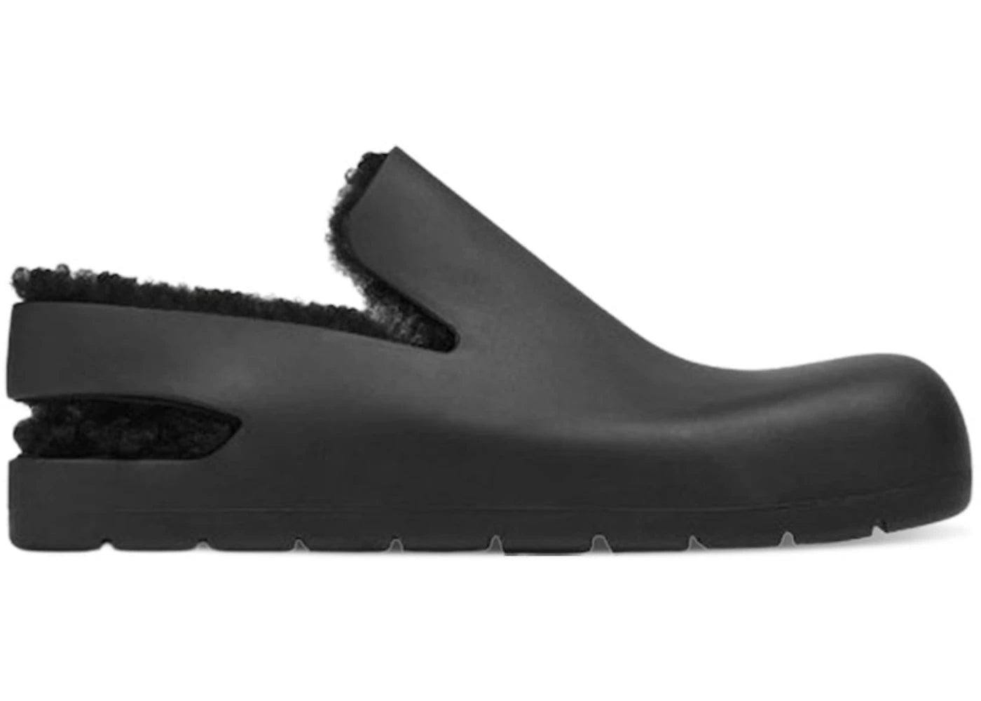 Bottega Veneta Puddle Shearling Rubber Slingback Sandal Black