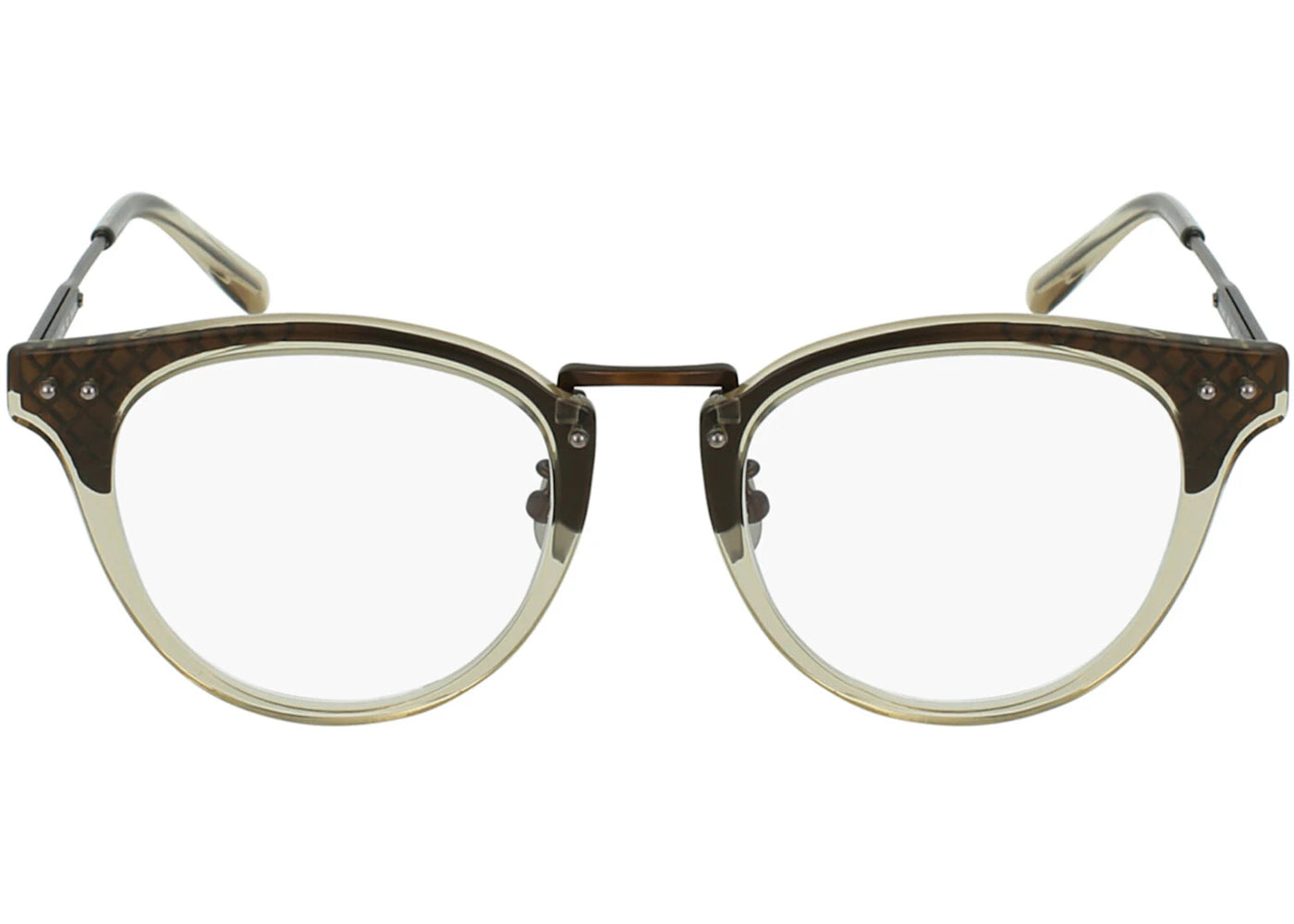 Bottega Veneta Round-Frame Acetate Sunglasses Bronze/Transparent (BV0144O-30001689-003)