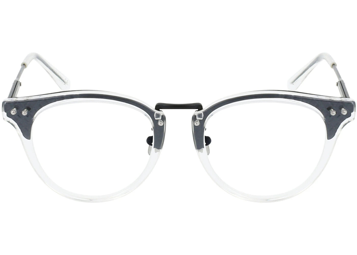 Bottega Veneta Round-Frame Acetate Sunglasses Crystal Black/Transparent (BV0144O-30001689-001)