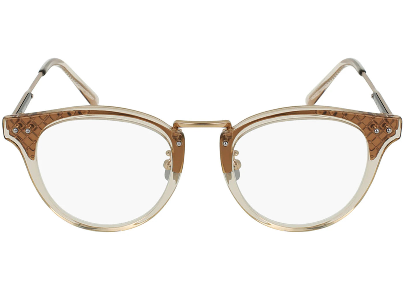 Bottega Veneta Round-Frame Acetate Sunglasses Nude/Gold/Transparent (BV0144O-30001689-004)
