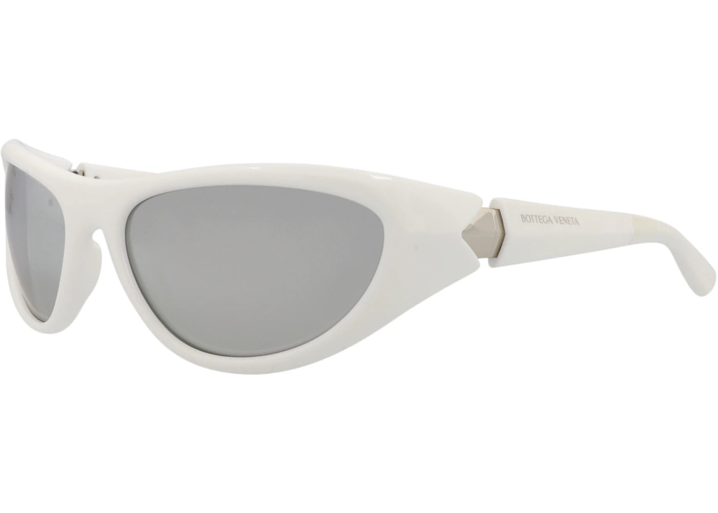 Bottega Veneta Shield Wrap Sunglasses White/White/Silver (BV1247S-30014486-005)