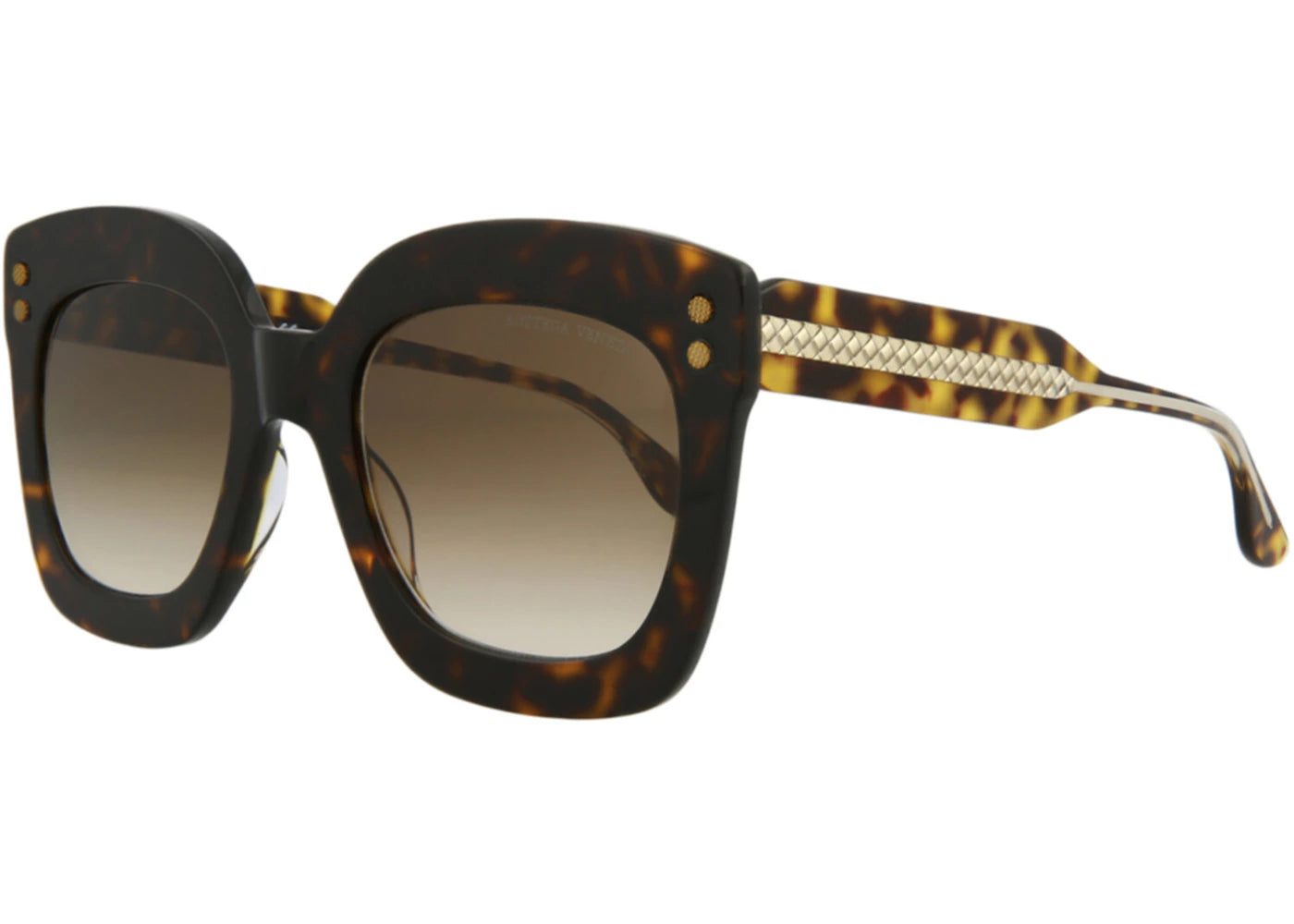 Bottega Veneta Square Rectangle Sunglasses Havana/Crystal/Brown (BV0238S-30006513-002)