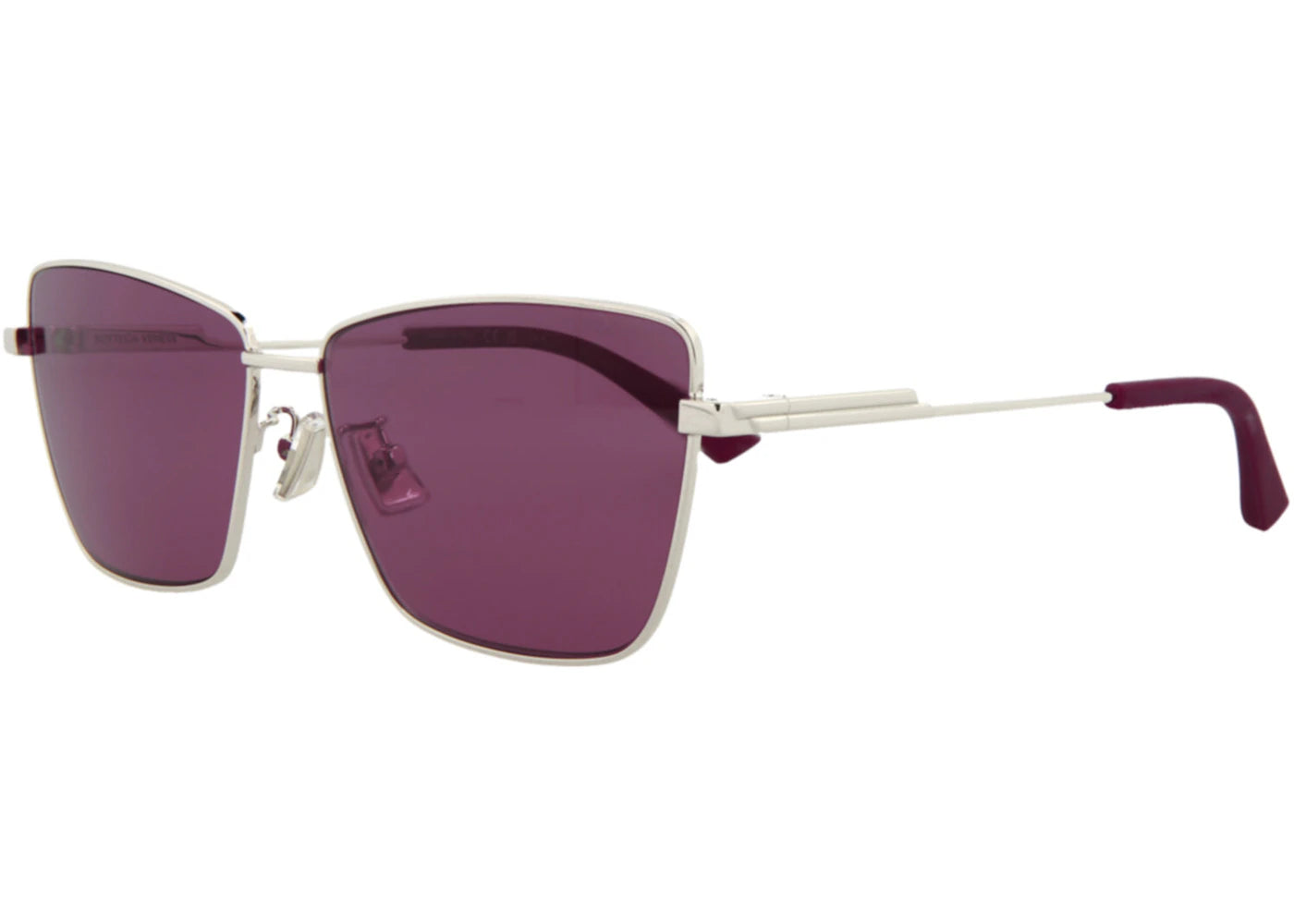 Bottega Veneta Square Sunglasses Silver/Silver/Violet (BV1195S-30013684-003)