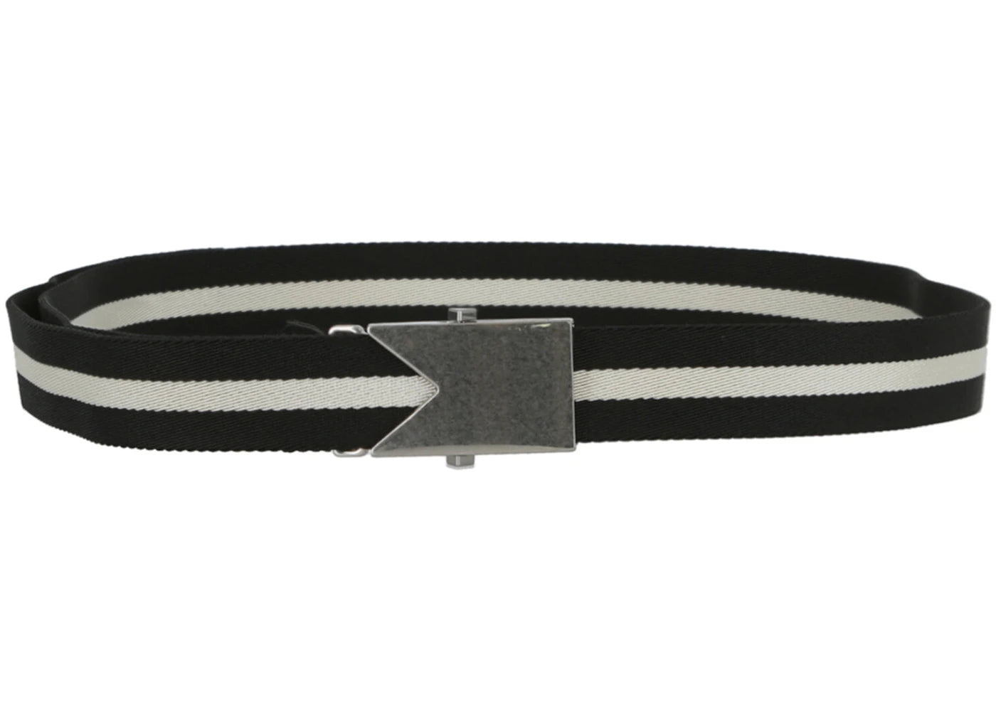 Bottega Veneta Striped Slide Buckle Belt Black