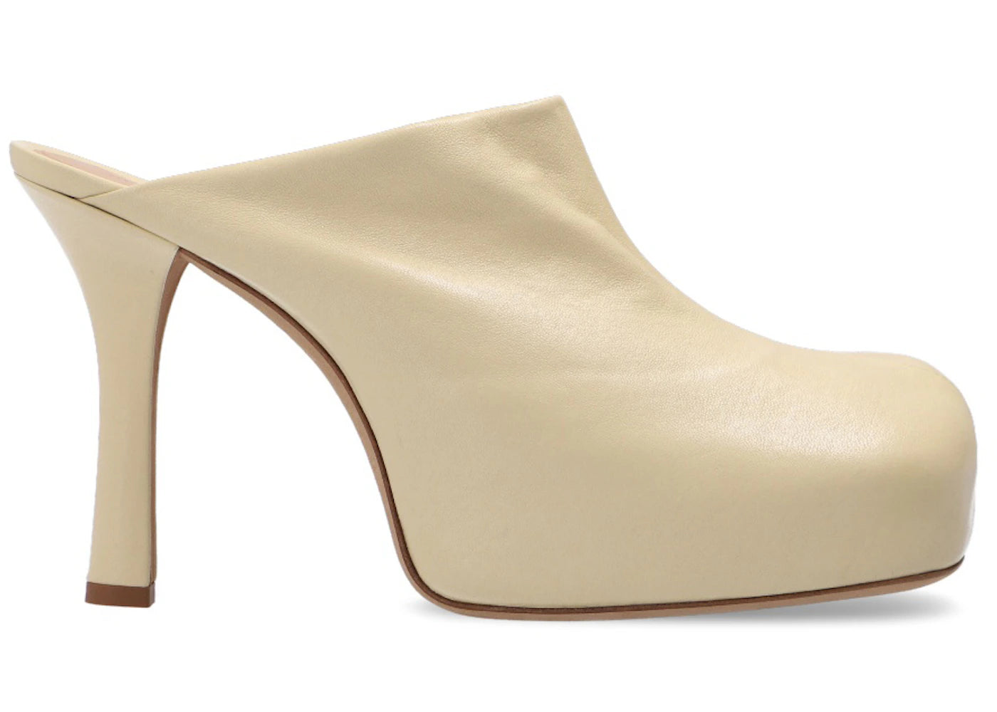 Bottega Veneta The Bold Square Toe Leather Platform Mule Cream (Women's)