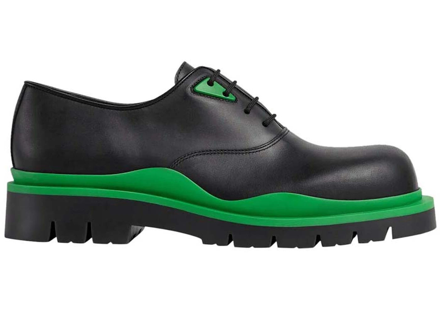 Bottega Veneta Tire Lace Up Leather Shoe Black Green