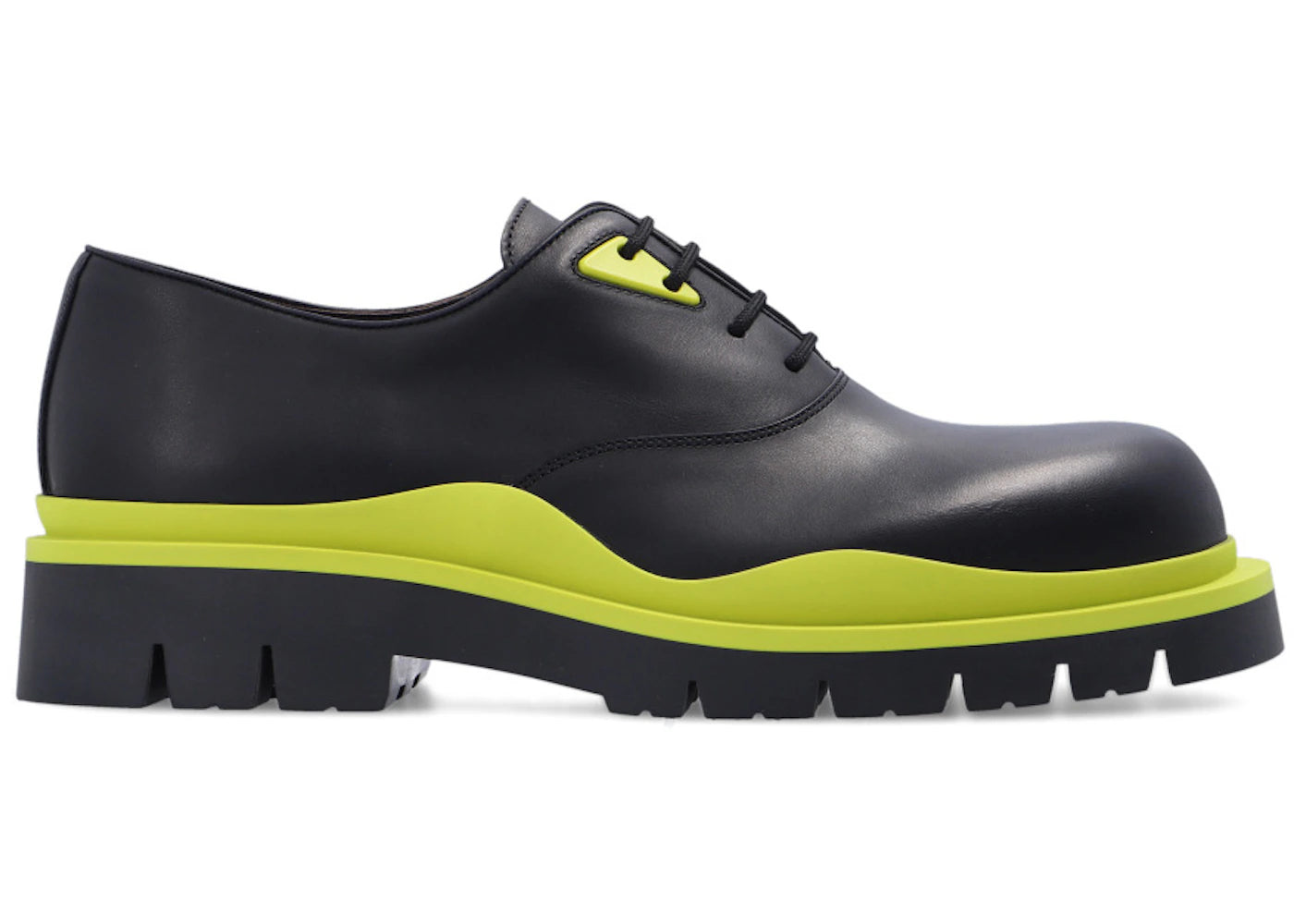 Bottega Veneta Tire Lace Up Leather Shoe Black Kiwi
