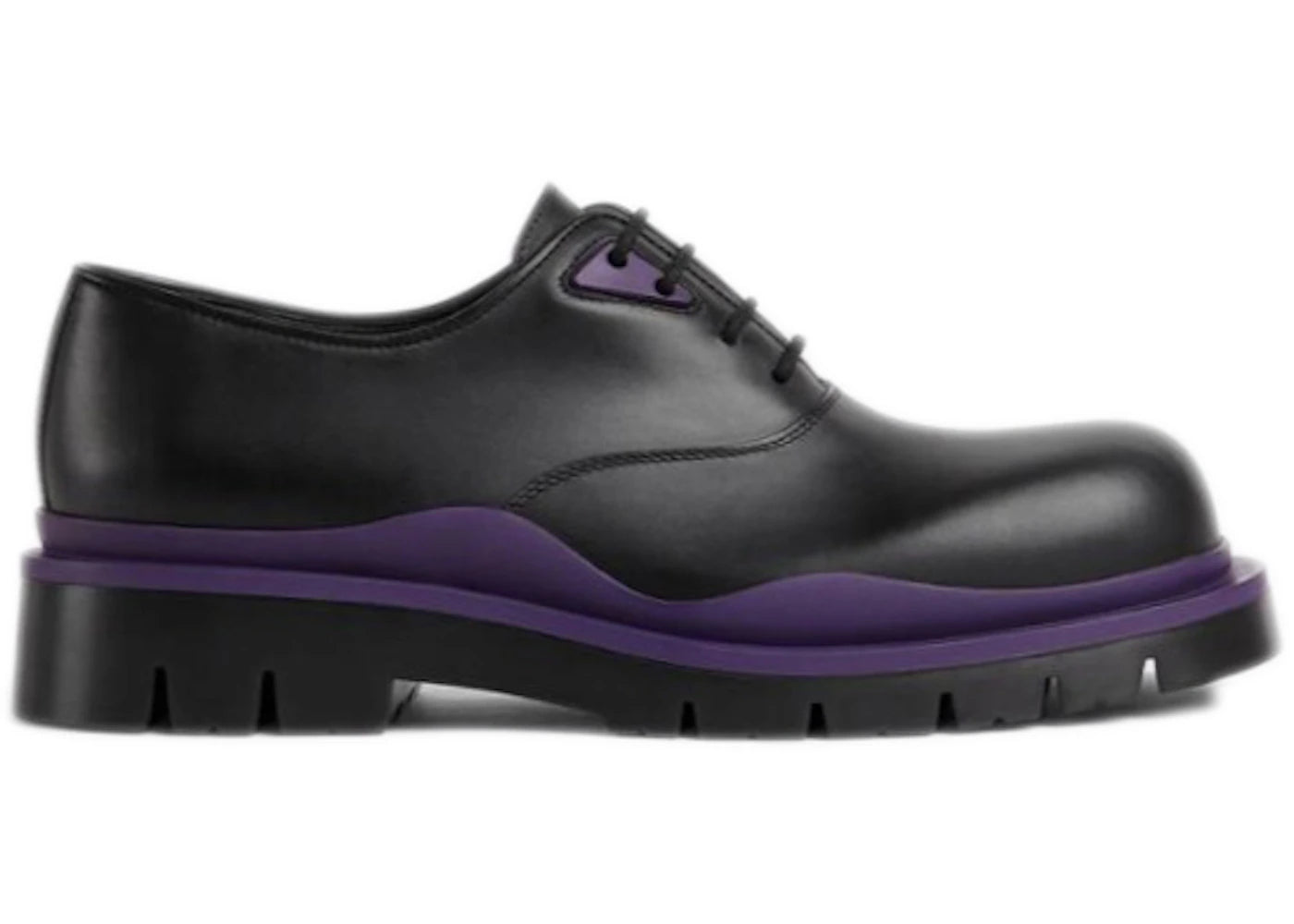 Bottega Veneta Tire Lace Up Leather Shoe Black Plum