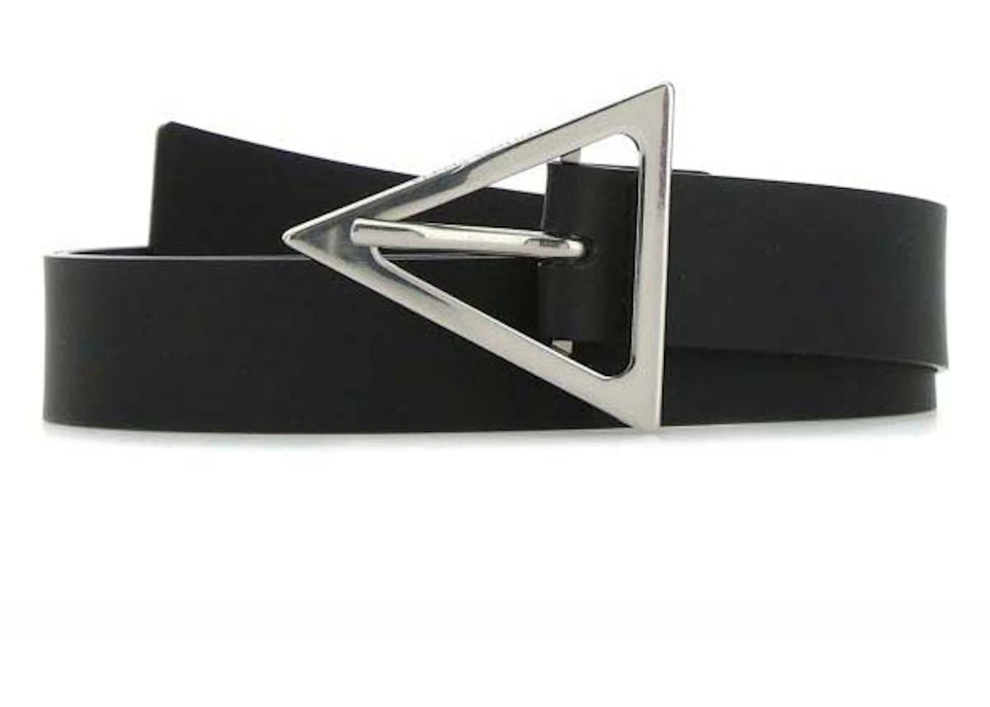 Bottega Veneta Triangle Logo Buckle Rubber Belt Black