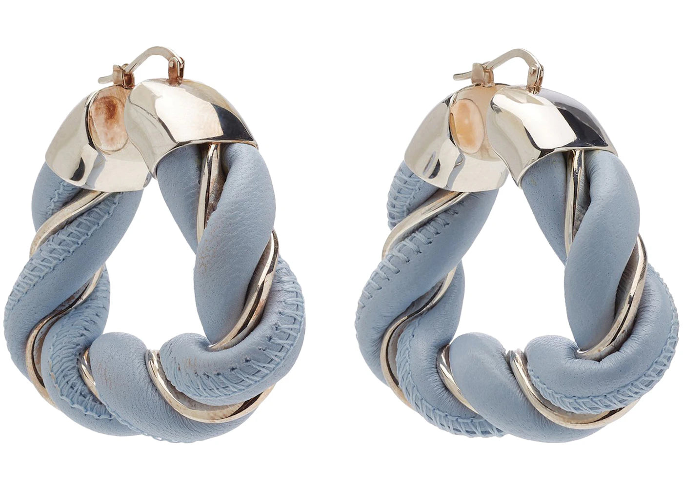 Bottega Veneta Twist Triangle Creoles Earrings Blue/Silver