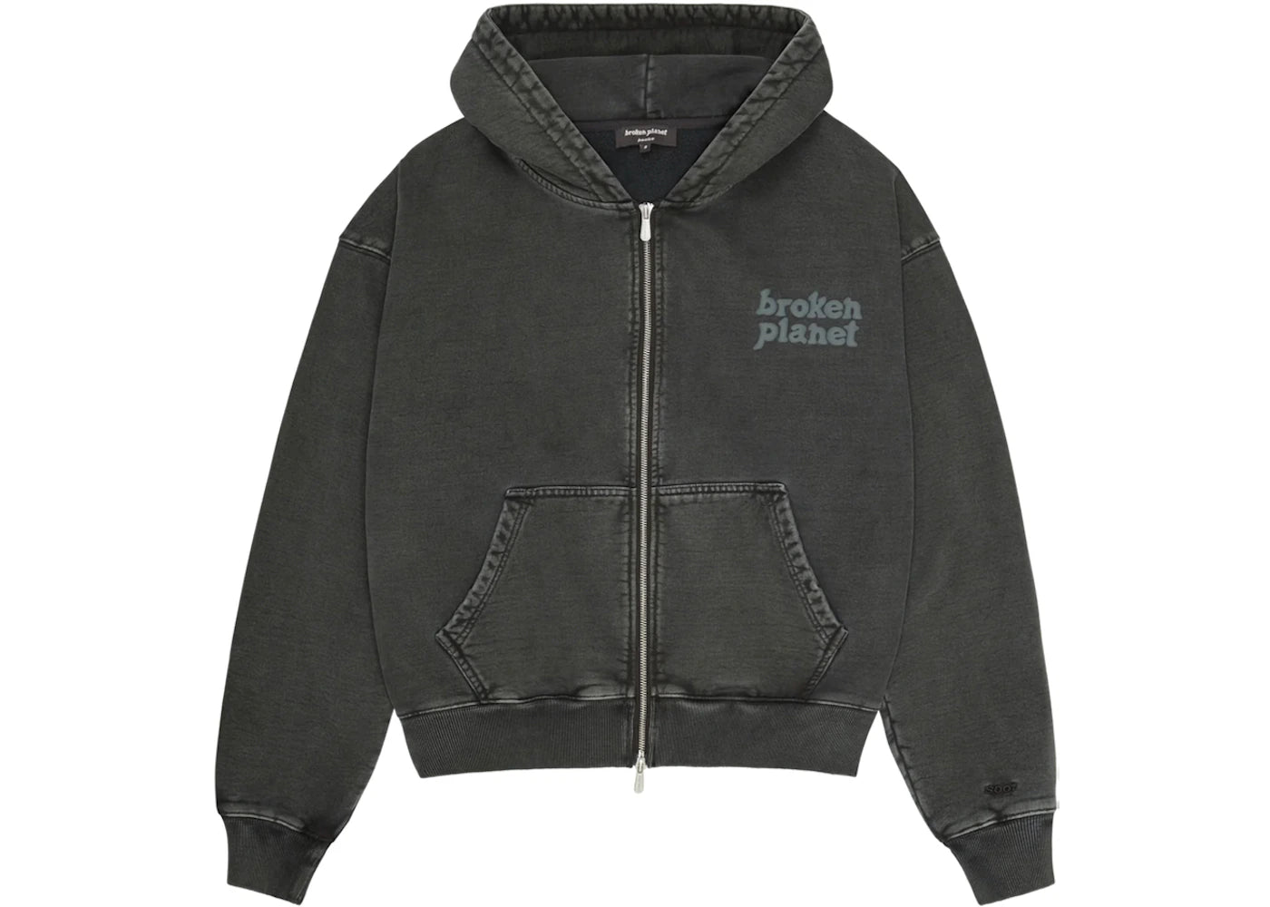 Broken Planet Basics Zip-Up Hoodie Washed Soot Black