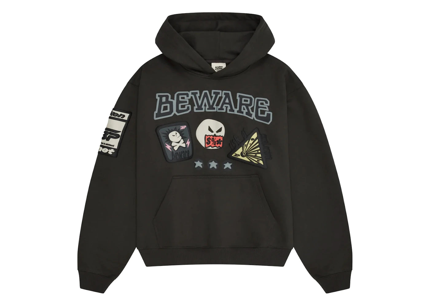 Broken Planet Beware Hoodie Black