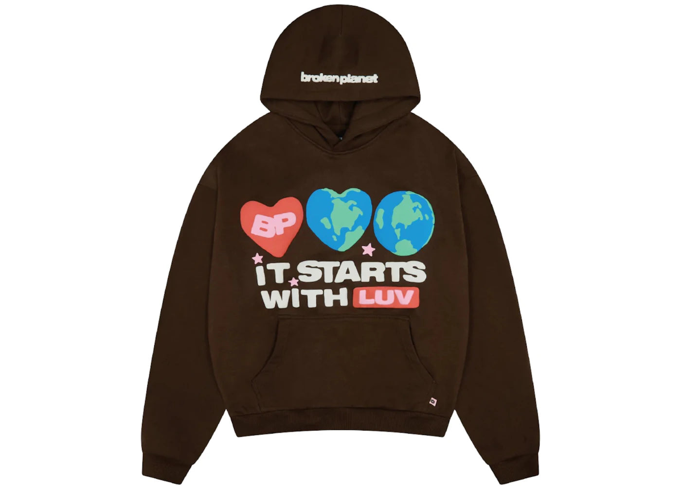 Broken Planet It Starts With Luv Hoodie Mocha Brown