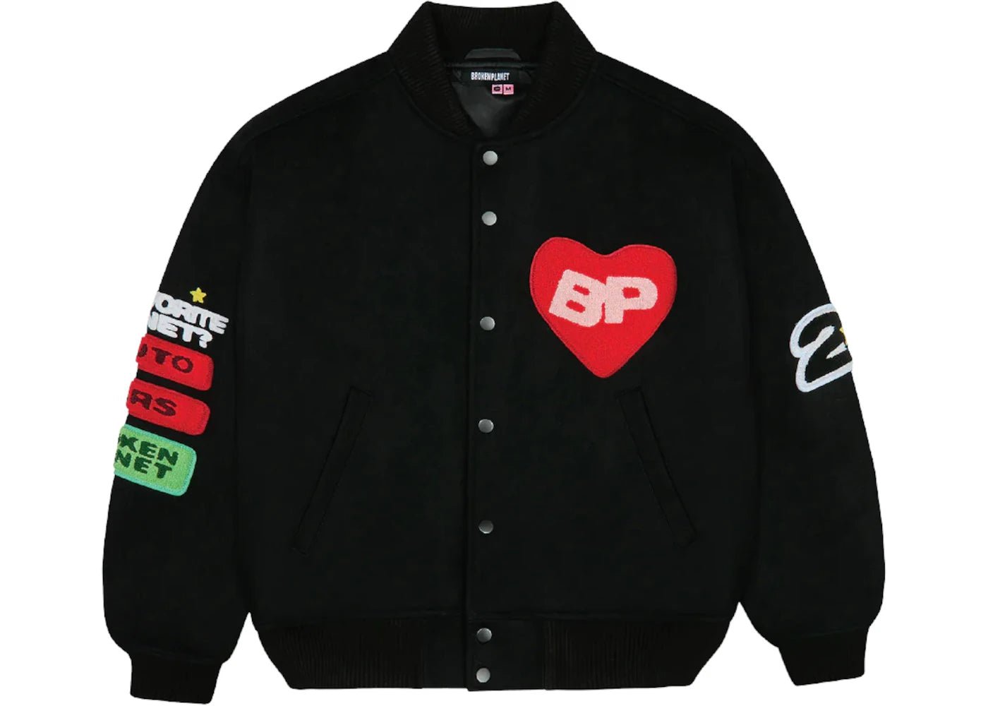 Broken Planet Luv My Planet Varsity Jacket Midnight Black