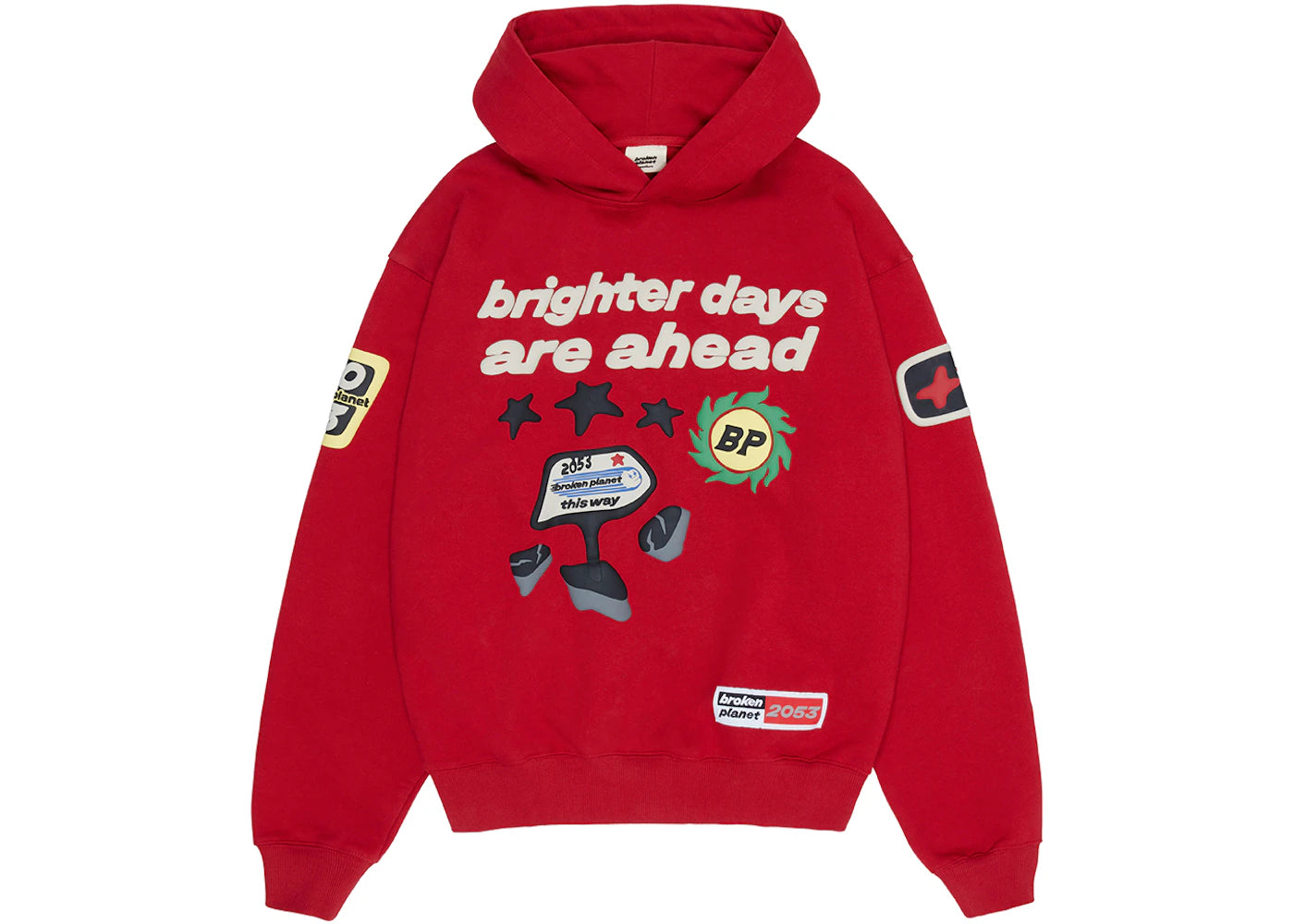 Broken Planet Brighter Days Are Ahead Hoodie Ruby Red