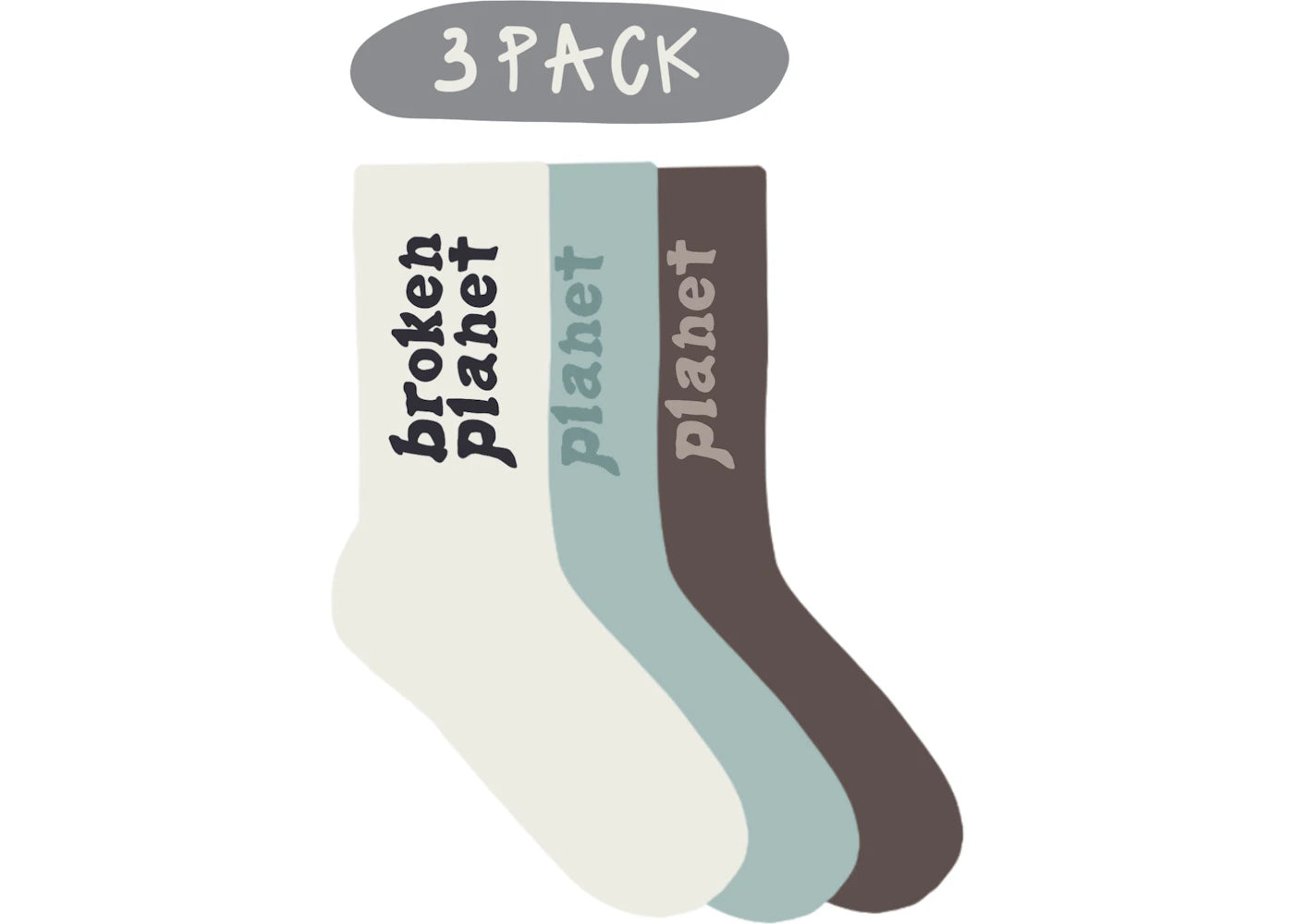 Broken Planet Broken Planet Socks (3 Pack Mix) Multi