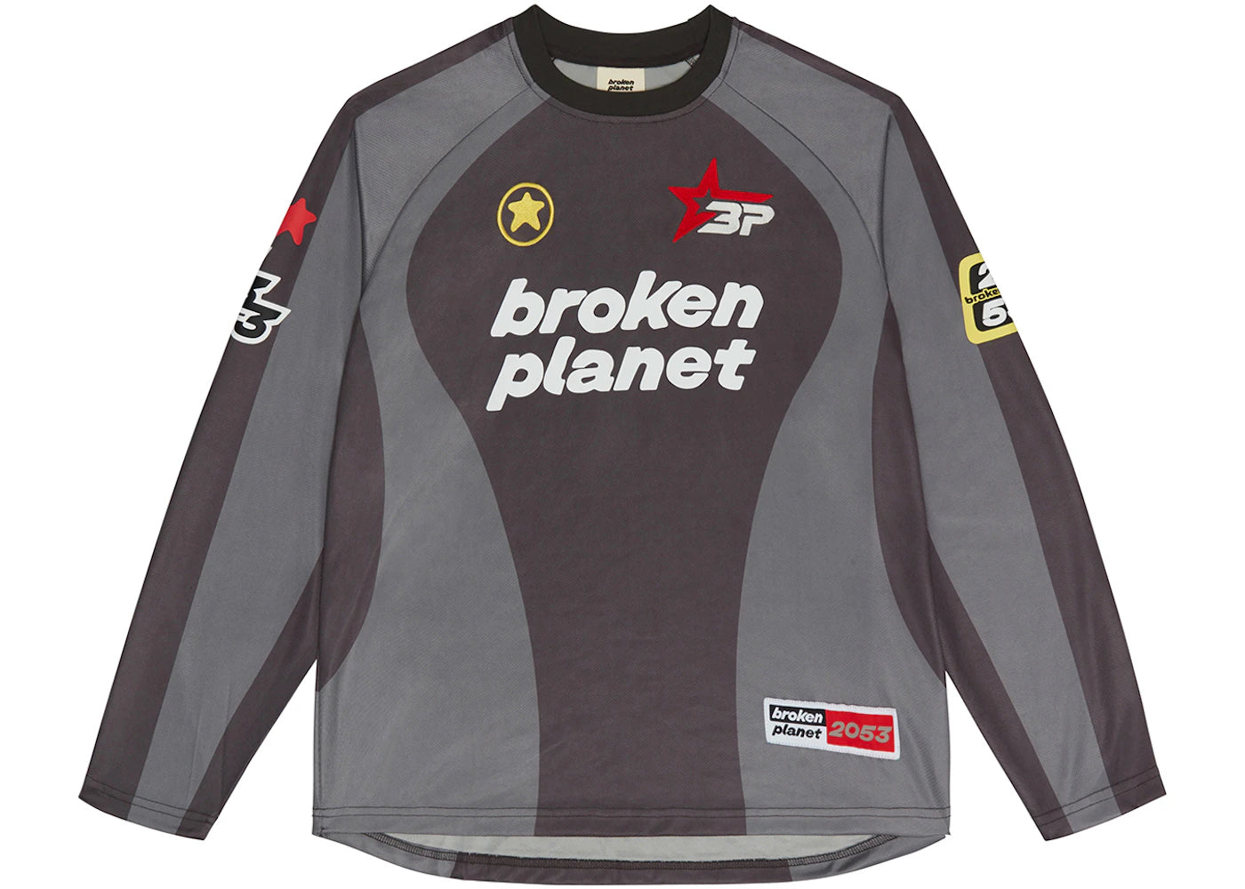 Broken Planet Football Long Sleeve Tee Black/Gray